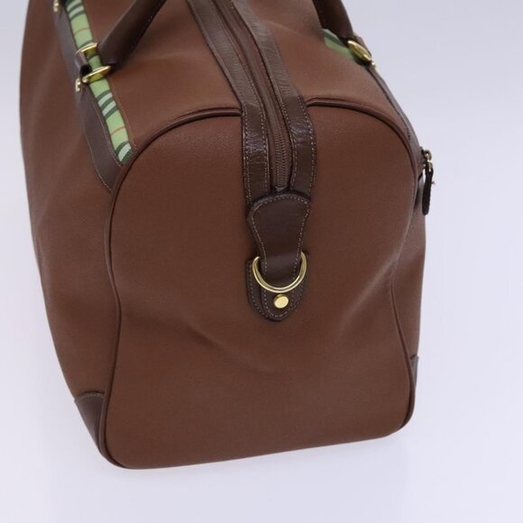 BURBERRY Nova Check Boston Bag Leather 2way Brown Green - Picture 5 of 16
